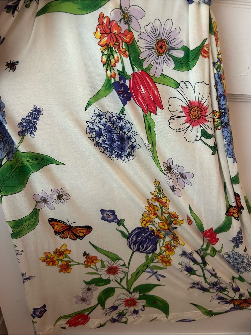 Soma Cream Floral Wrap Robe with Multicolor Blooms - Picture 13 of 14